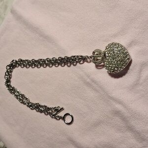 Vintage Juicy Couture Crystal adorned Crowned Puffy Heart Necklace.